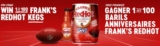 Frank’s RedHot Contest: Win 1 of 100 Frank’s RedHot Kegs