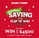 Giant Tiger Flip N’ Win Contest 2019: Win up to $2,500 in gift cards and more at www.gianttigercontest.com
