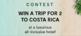 Bouclair Costa Rica Contest: Win a trip for 2 to Costa Rica at a luxurious all-inclusive hotel