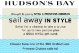 Hudson’s Bay NYDJ Contest: Win a cruise for 2 plus a $500 NYDJ gift card at www.nydjcruise.ca