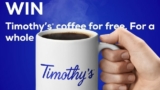 Keurig Contest: Win 1 of 50 prizes of free Timothy’s coffee for a year