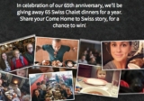 Welcome Home to Swiss Contest: Win 1 of 65 prizes of FREE Swiss Chalet for a year and more at www.comehometoswiss.com