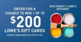 Lowe’s Sico Paints Giveaway: Win 1 of 10 $200 Lowe’s gift cards