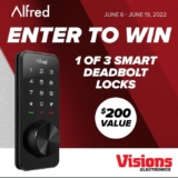 Win 1 of 3 Alfred DB1-A Smart Locks from Visions Electronics