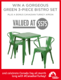 Canadian Turkey Contest: Win a 3-piece bistro set worth $575
