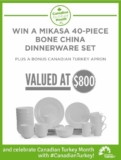 Canadian Turkey Contest: Win a Mikasa 40-piece Ciara bone china dinnerware set valued at $800