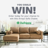 Dufresne Furniture Contest: Win the Arroyo Sofa Chaise valued at $2,399