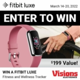 Win a Fitbit Luxe Fitness and Wellness Tracker valued at $199 from Visions Electronics