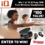 Win 1 of 10 iQ Podz Pocket True Wireless Headphones from Visions Electronics