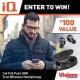 Visions Contest: Win 1 of 5 iQ Podz True Wireless Headphones with Bluetooth