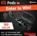 Visions Electronics Contest: Win 1 of 10 iQ Podz True Wireless Headphones with Bluetooth