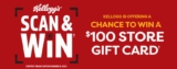 Kelloggs Scan and Win Contest 2021: Win 1 of 500 $100 Sobeys gift cards at scanandwin.ca
