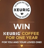 Keurig Coffee Month Contest: Win 1 of 30 prizes of 1 year of Keurig coffee at contest.keurig.ca