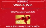 Keurig Wish & Win Contest: Win 1 of 100 $50 gift cards
