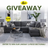 Win a Lindsay 2-pc sectional valued at $2,299 from Leon’s