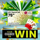 Win an LG 75 inch Smart TV + a $100 Bad Boy E-gift card (prize valued at $3098)
