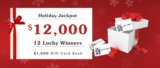 Linen Chest Holiday Jackpot Contest: Win 1 of 12 $1000 gift cards