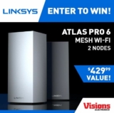 Win a Linksys Mesh Wi-Fi Kit valued at $429 thanks to Visions Electronics