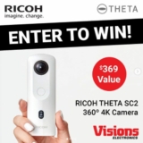 Visions Electronics Contest: Win a RICOH THETA SC2 360° Camera with 4K Video Recording valued at $369
