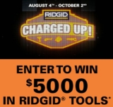 Ridgid Charged Up Contest 2022: Win $5,000 in Ridgid tools and more