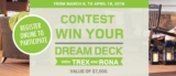 RONA and TREX Dream Deck Contest: Win 1 of 4 dream decks worth $7,500 at rona.ca/en/trex-contest
