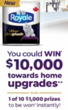 Royale Velour Ultra Plush Contest: Win $10,000 towards home upgrades at royalevelourultraplushcontest.ca