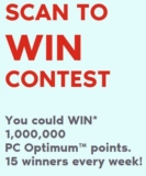 PC Optimum Points Scan to Win Contest 2021: Win 1,000,000 PC Optimum points