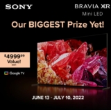 Win a 75″ Sony Bravia 4K Ultra HD HDR Mini LED Smart Google TV from Visions Electronics