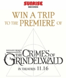 Sunrise Records Contest: Win a trip to the premiere of Fantastic Beasts the Crimes of Grindelwald in New York