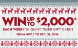 Giant Tiger Christmas Contest: Win up to $2,000 in gift cards each week