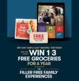 Maple Leaf Natural Top Dogs Promotion: Win free groceries for a year and more at mapleleaf.ca/promotions