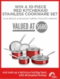 Canadian Turkey Contest: Win a 10-piece red KitchenAid stainless steel cookware set valued at $680