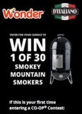 Co-Op, Wonder and D’Italiano Contest: Win 1 of 30 Smokey Mountain Smokers