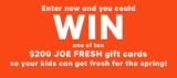 YTV Joe Fresh Contest: Win one of ten $200 gift cards at ytv.com/joefresh